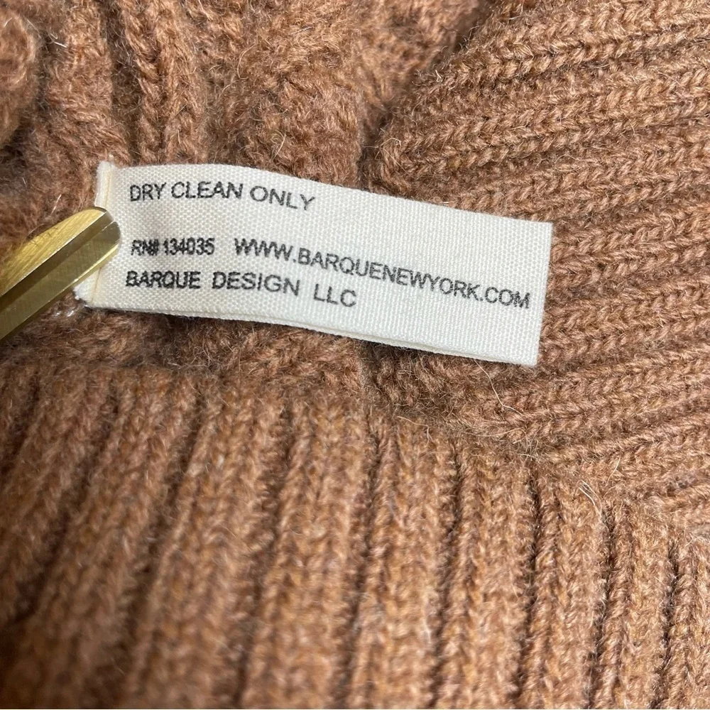 Barque Men’s Camel Brown Cable Knit Wool Blend Sweater Size L